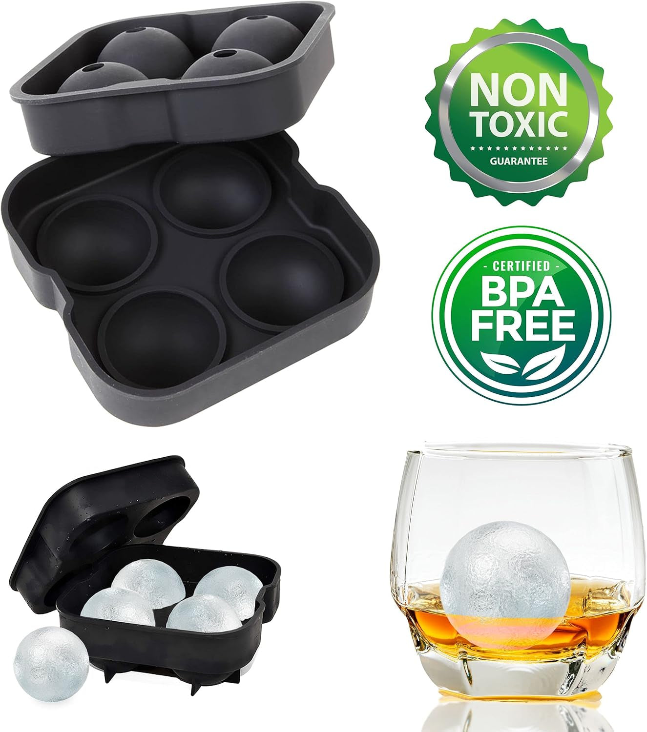 Ice Molds - Silicone Ice Cube Tray with Lid - Easy Fill and Release Ice Maker - Great for Parties and Events