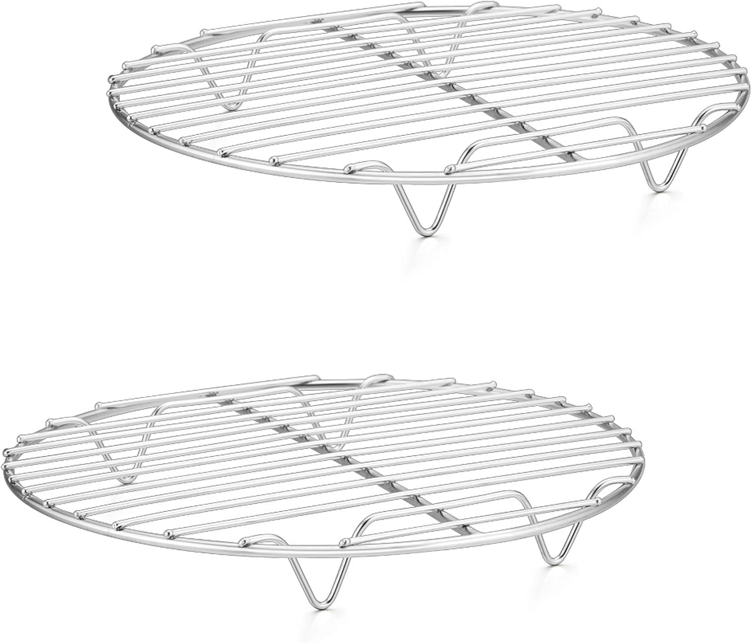 9 Inch Cooking Rack Round, Stainless Steel round Rack for Cooking Cooling Steaming Baking, Fit Air Fryer Pot Pressure Cooker, 2 Pack -Oven Safe, Silver