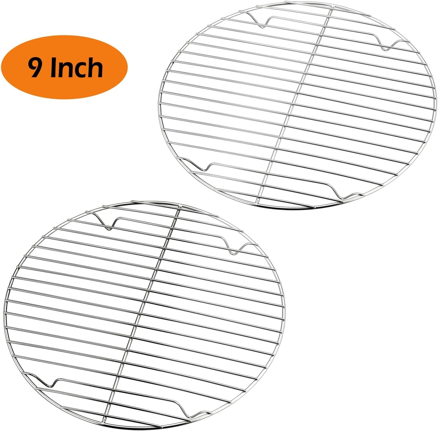 9 Inch Cooking Rack Round, Stainless Steel round Rack for Cooking Cooling Steaming Baking, Fit Air Fryer Pot Pressure Cooker, 2 Pack -Oven Safe, Silver