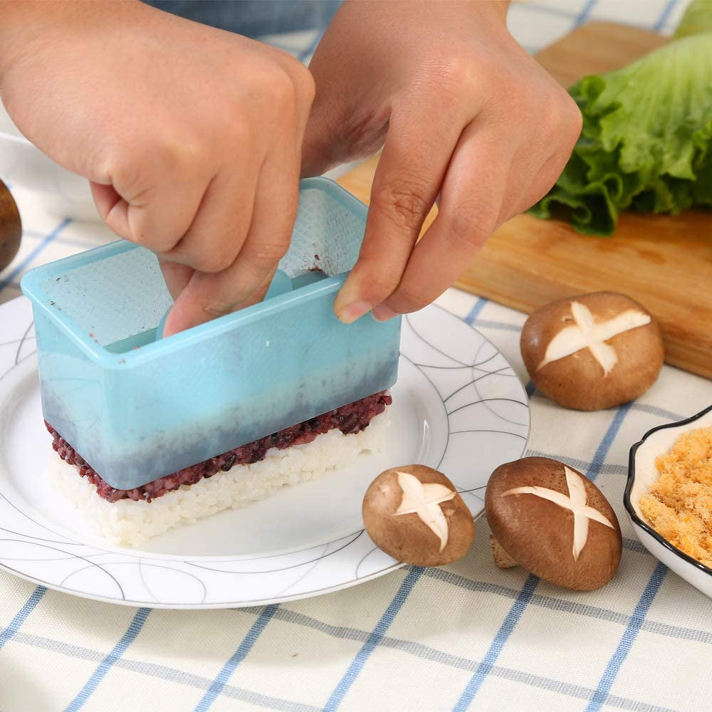 Non Stick Musubi Maker Press, BPA Free Sushi Making Kit Onigiri Mold, Non-Toxic Luncheon Meat Press Hawaiian Spams Musubi Maker Mold (Blue)